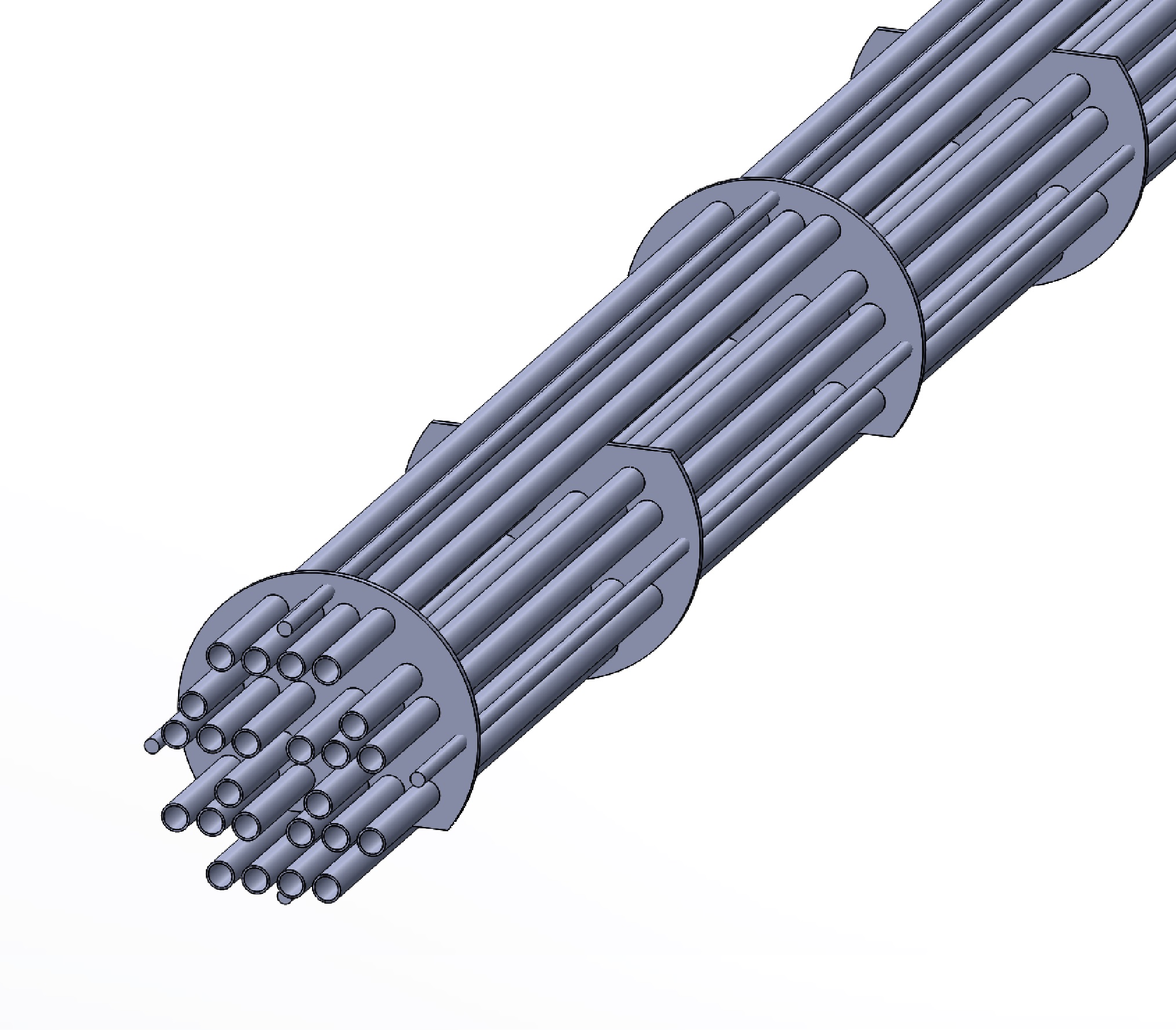 管壳式换热器。直径8英寸，6个通道